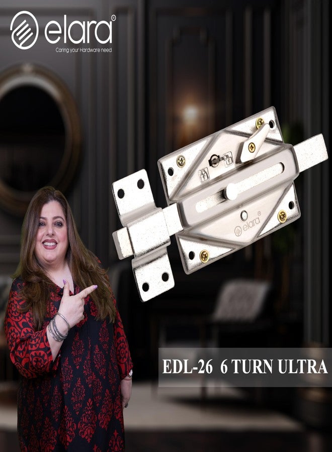 إلارا أقفال Elara Interlock Deadbolts مع ضمان لمدة 10 سنوات | قفل بست دورات للباب الرئيسي | قفل باب مفرد ومزدوج بمفتاح نحاسي فائق القوة بأربعة مفاتيح | للمكاتب | الغرف | قفل مصراع (EDL-26 SS) - Image 2